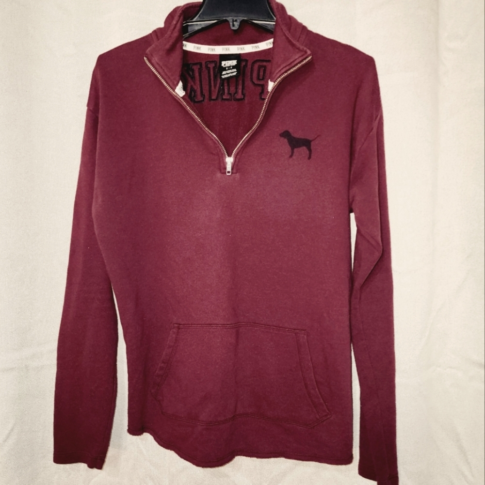 PINK by VS size small Oversized quarter zip sweatshirt with front pocket FALL🧡